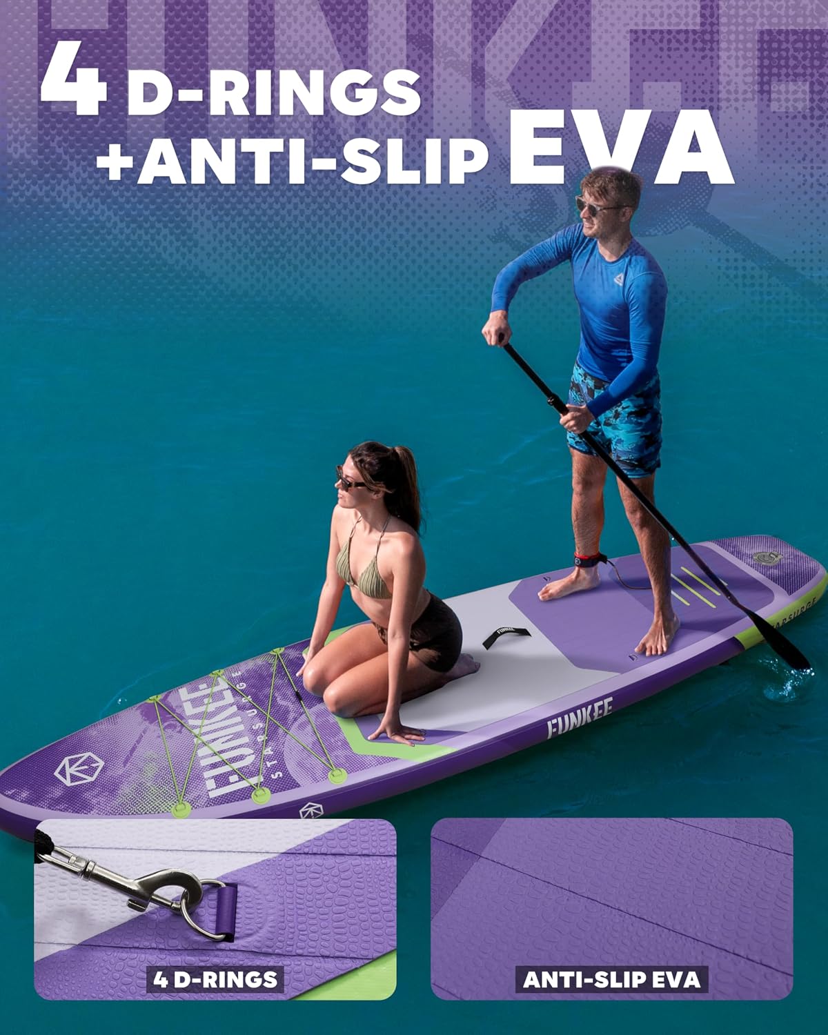 11'×34'×6' Extra Wide Inflatable Stand Up Paddle Board, Sup Board with Removable Fins, Backpack, Floating Paddle, Safety Leash, Floating Phone Case for Adults & Youth of All Skill Levels