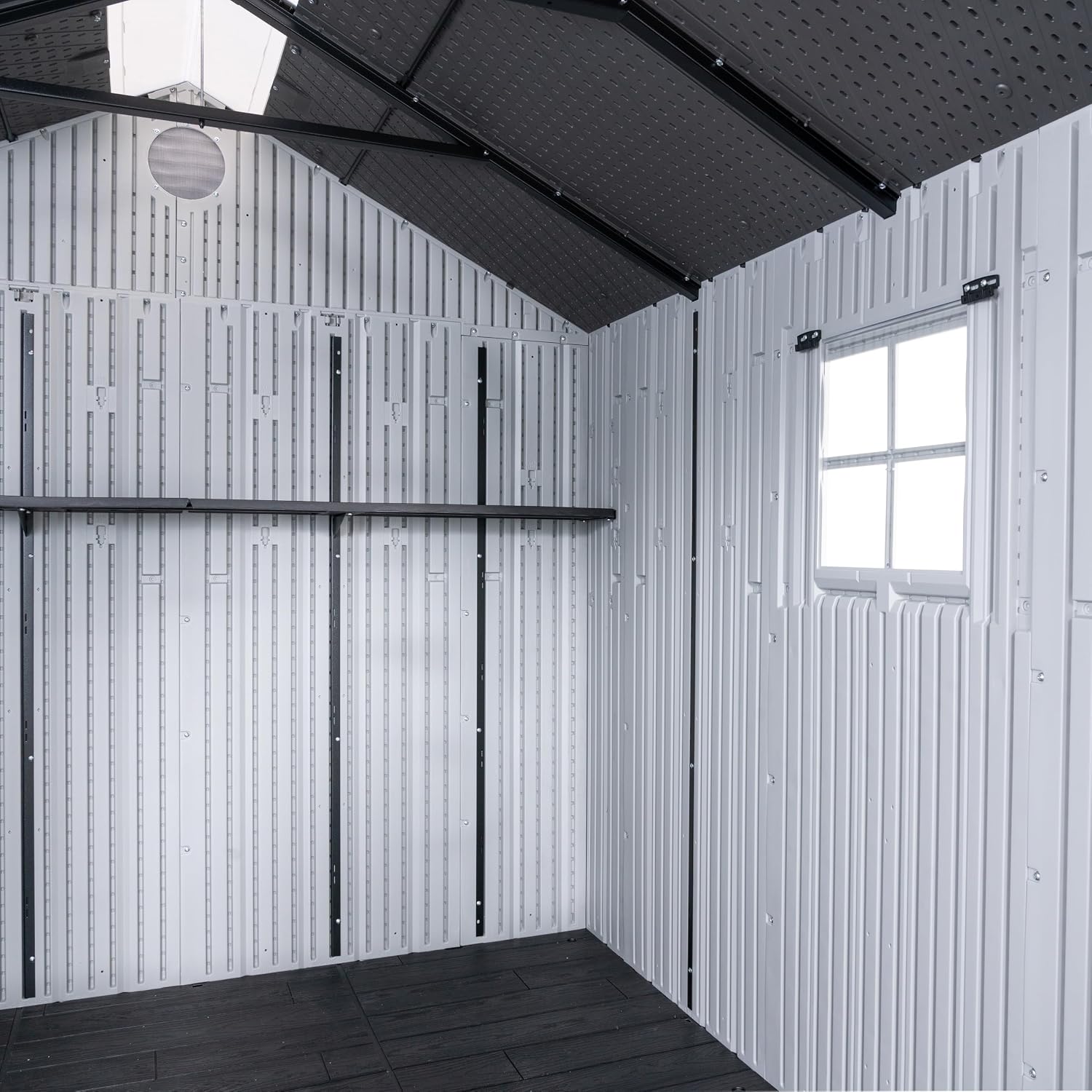 Lifetime Outdoor Storage Shed, 8x10 Ft, Gray, Resin Tool Shed with Lockable Doors and Steel-Reinforced Walls