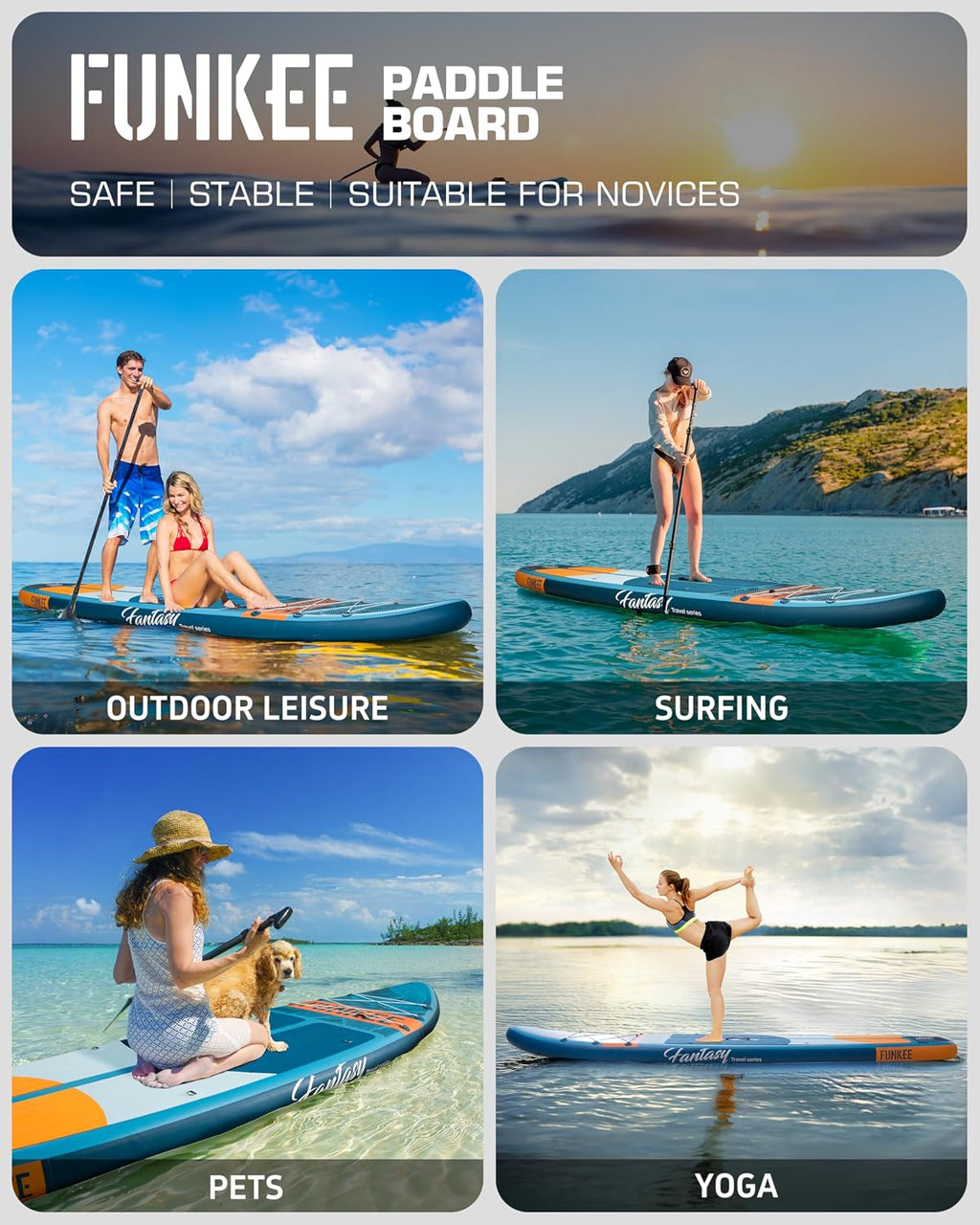 11'×34'×6' Extra Wide Inflatable Stand Up Paddle Board, Sup Board with Removable Fins, Backpack, Floating Paddle, Safety Leash, Floating Phone Case for Adults & Youth of All Skill Levels