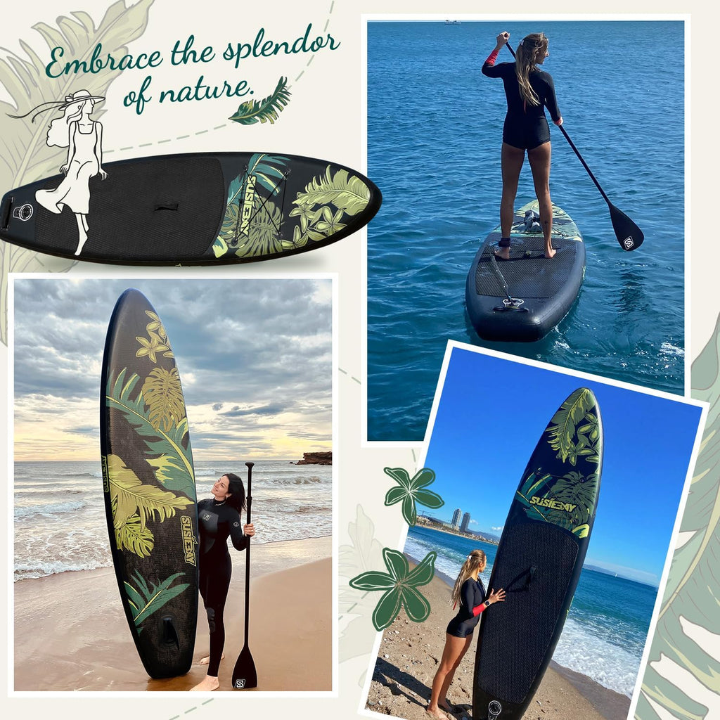 Inflatable Stand Up Paddle Board, 11ft 10'6' Paddle Board for Adults & Youth, Durable SUP Accessories with Non-Slip Deck, Dual Hand Pump,10L Dry Bag,108L Backpack