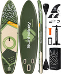 11'×34'' Extra Wide Inflatable Paddle Board with Seam Welded Technology, Stand Up Paddle Board, 420lb Capacity for Adults, Sup Board for All-Level with 2-Blade Paddle/Dual-Action Pump/Leash