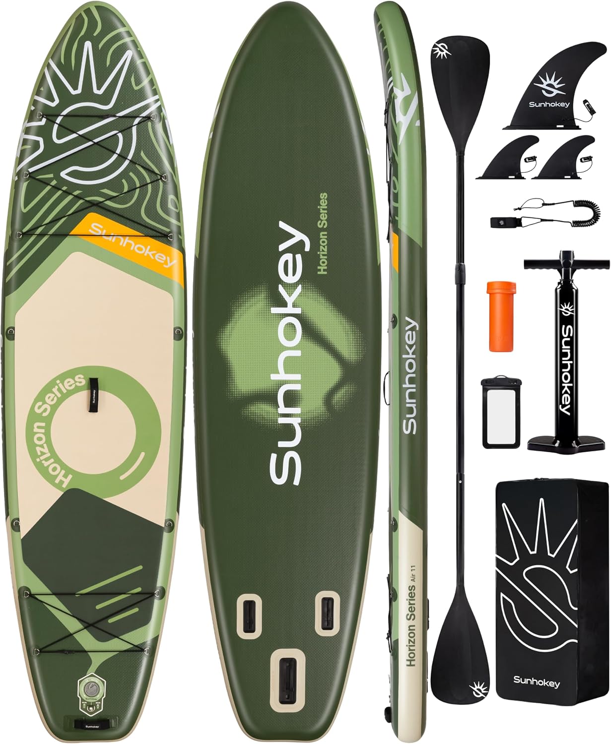 11'×34'' Extra Wide Inflatable Paddle Board with Seam Welded Technology, Stand Up Paddle Board, 420lb Capacity for Adults, Sup Board for All-Level with 2-Blade Paddle/Dual-Action Pump/Leash