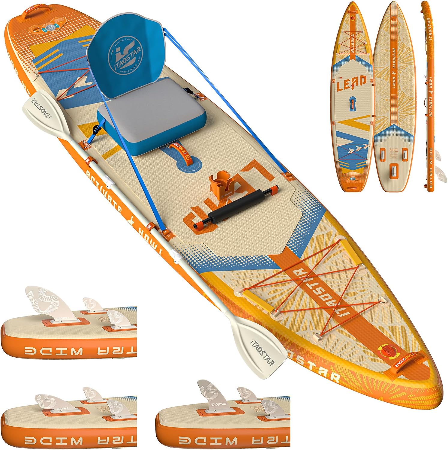 iTAOSTAR Lead 12' × 35' / 11' × 33' Stand Up Paddle Board Inflatable, Extar Wide SUP Board with 5 Fins Stable Design for Adults, Youth, All Skill Levels, Lakes, Oceans