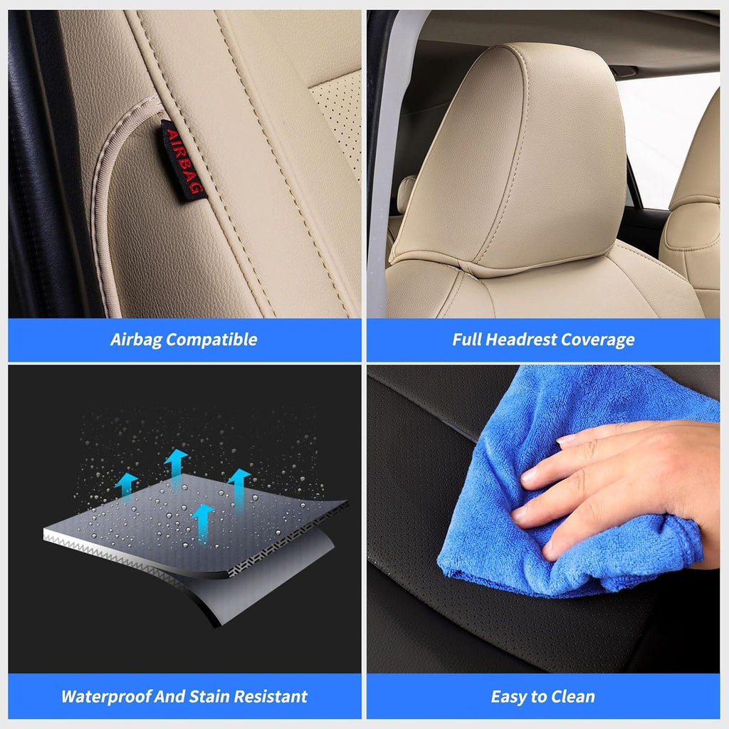 coverdream Tucson Car Seat Covers Custom Fit for 2022-2026 Hyundai Tucson Hybrid & PHEV(Not fit Gasoline) SUV,Waterproof Faxu Leather Seat Protector(Full Set,Beige)