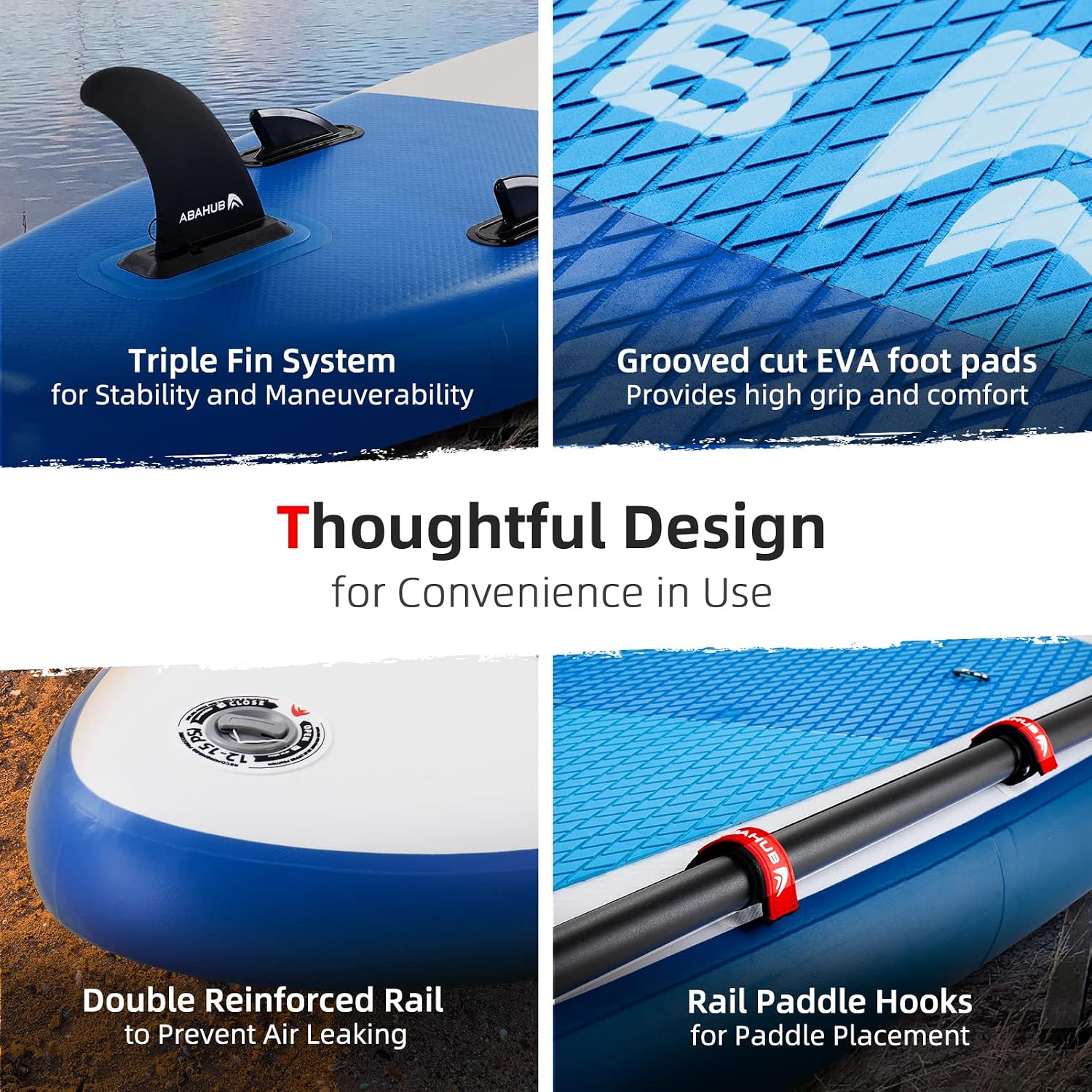 Abahub Inflatable SUP, Wide 10'6' x 31'/34' iSUP, Standup Paddleboard with Adjustable SUP Kayak Paddle, for Yoga, Paddle Board, Kayaking, Surf, Canoe, Fishing
