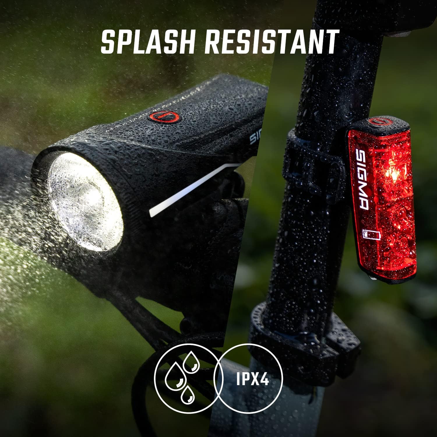 SIGMA Bicycle Light Set Aura 100/Blaze Link (Silicone Holder) Innovative Coupling Function and Automatic Light Adjustment LED Bicycle Light Front with 100 Lux Rear Light with Brake Light Function