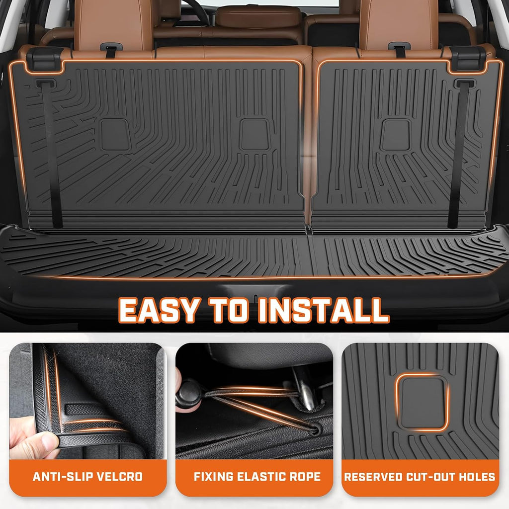 Mixsuper Floor Mat & Cargo Liner for Nissan Pathfinder 2022-2026 8 seat,All Weather TPE Floor mat with Backrest and Door Sill Guards Pathfinder Accessories,Anti-Slip Floor Liners Set, Black