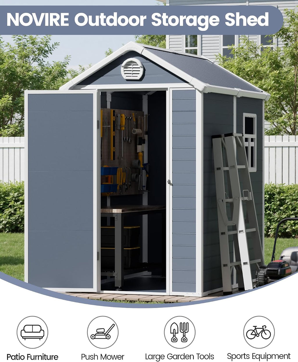 6x4.5 Resin Outdoor Storage Shed with Enhanced Roof Runoff & Floor, Secure Hidden Screws Design, Durable Build for Deck, Pool Supplies, and Versatile Storage, Dark Grey