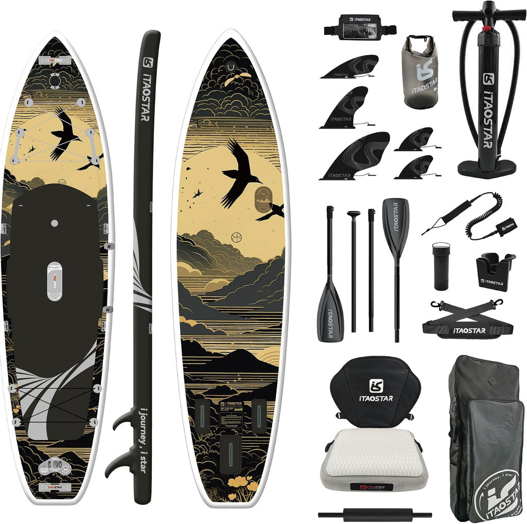 iTAOSTAR Novelty 11'6' x 35' Inflatable Stand Up Paddle Board with Seat- Stable SUP Board for Adults - Portable Paddleboard for Yoga, Surfing, Fishing - Includes Full Accessories Kit