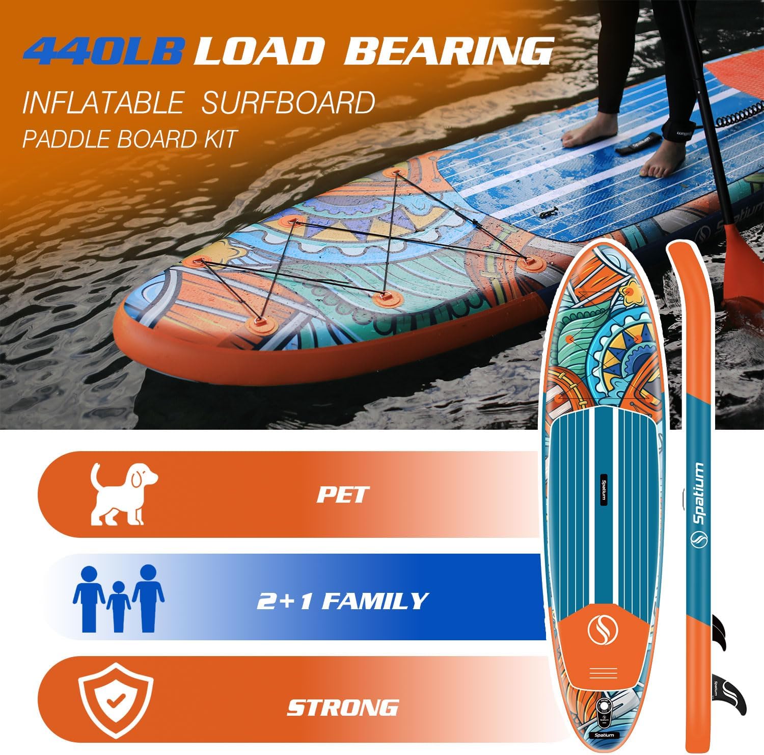 Spatium 11'5'x32' Magnetic Cup Holder Touring Paddle Board Stand Up Paddle Board for Adults,440lb Capacity SUP Board with Camera Mount for Youth & Adults of All Skill Levels