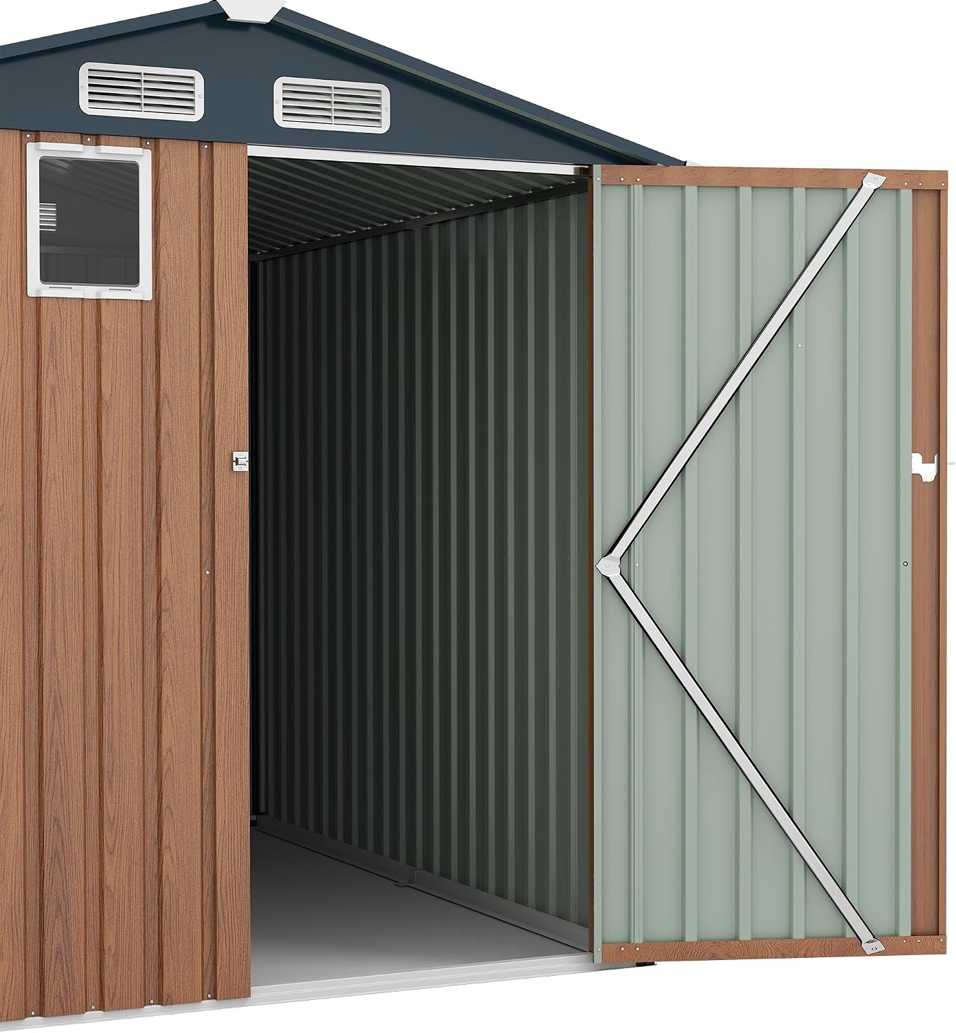 YOPTO 6x8 FT Sheds & Outdoor Storage,Steel Storage Shed with Lockable Doors and Window,Waterproof Garden Shed w/Roof Slope Design & Weather Versatility,Tool House for Storing Bicycles,Yellow