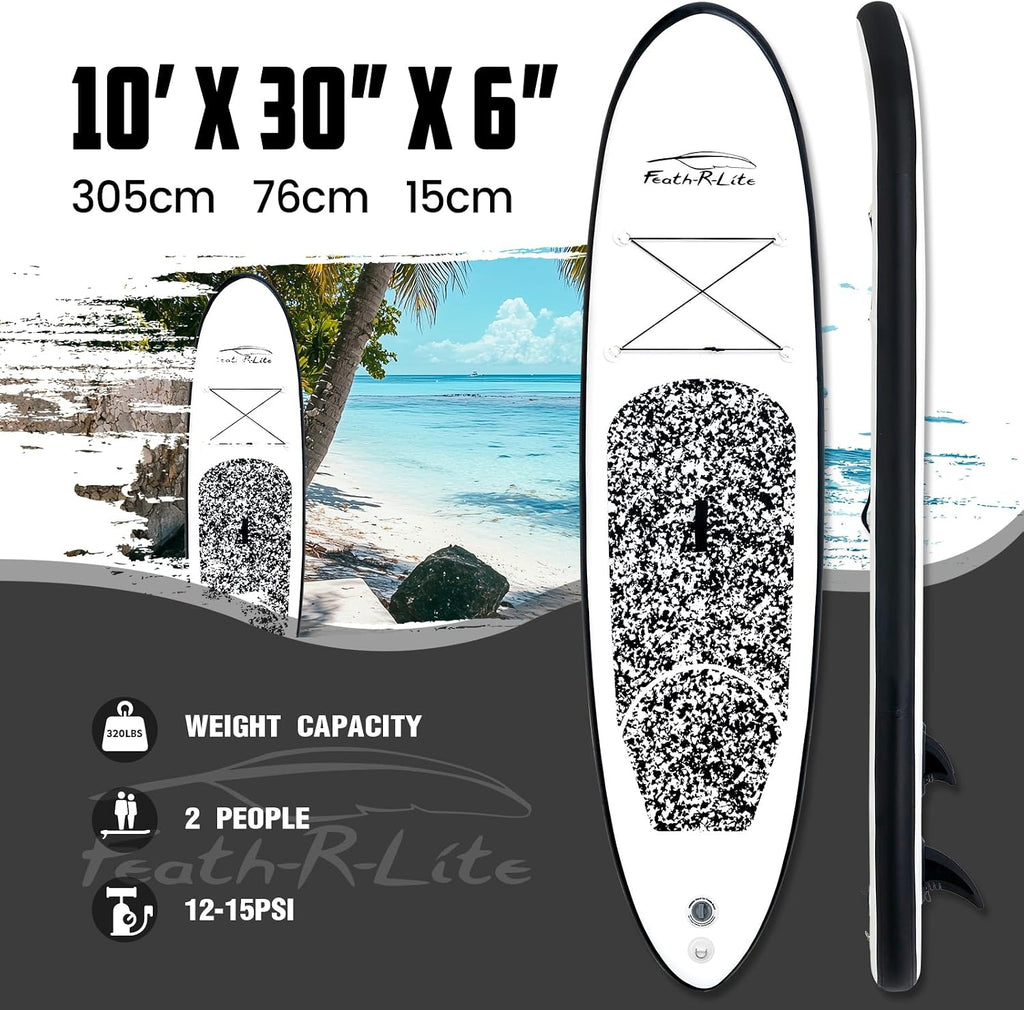 FEATH-R-LITE Inflatable Ultra-Light 10'×30''/10'6''×33'' Stand Up Paddle Board for All Skill Levels with Premium SUP Paddleboard Accessories,Non-Slip Comfort Deck for Youth & Adults
