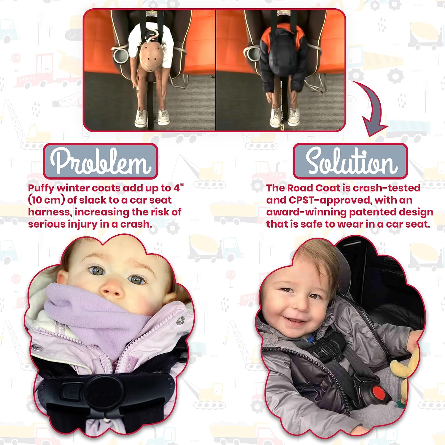 ONE KID The Road Coat Down | Car Seat Safe Winter Jacket | Crash Tested | Unisex | 12 Months-8 Years