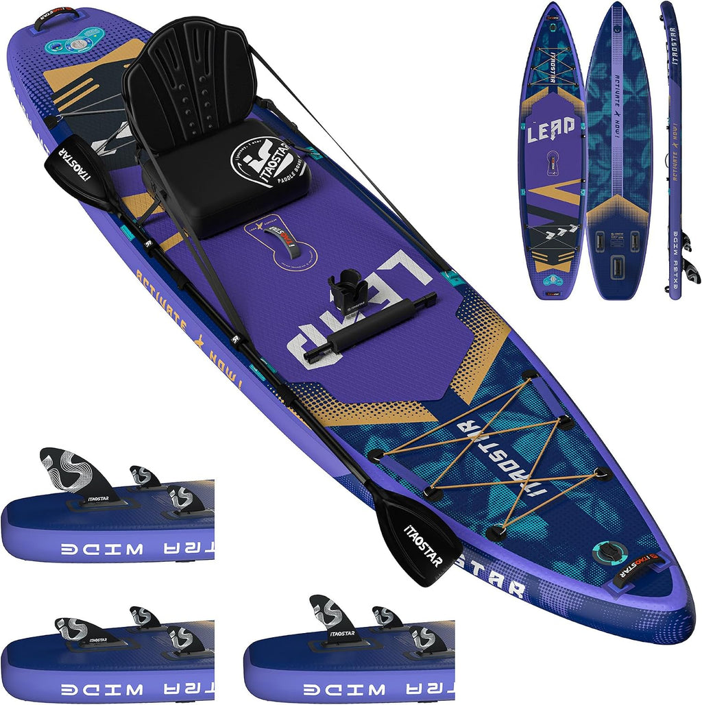 iTAOSTAR Lead 12' × 35' / 11' × 33' Stand Up Paddle Board Inflatable, Extar Wide SUP Board with 5 Fins Stable Design for Adults, Youth, All Skill Levels, Lakes, Oceans
