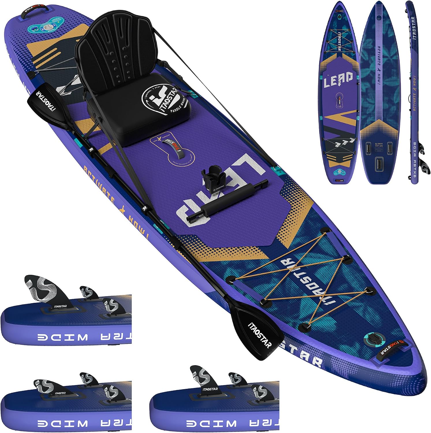 iTAOSTAR Lead 12' × 35' / 11' × 33' Stand Up Paddle Board Inflatable, Extar Wide SUP Board with 5 Fins Stable Design for Adults, Youth, All Skill Levels, Lakes, Oceans