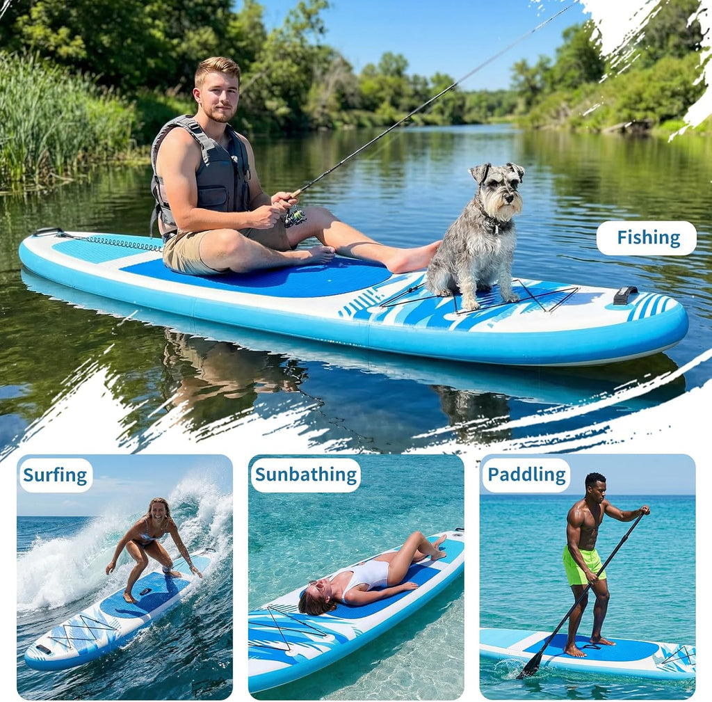 Sweetcrispy Inflatable Stand Up Paddle Board with Premium SUP Paddleboard Accessories,2-in-1 Paddle,Wide Stable Design,Non-Slip Comfort Deck for Adults & Youth of All Skill Levels