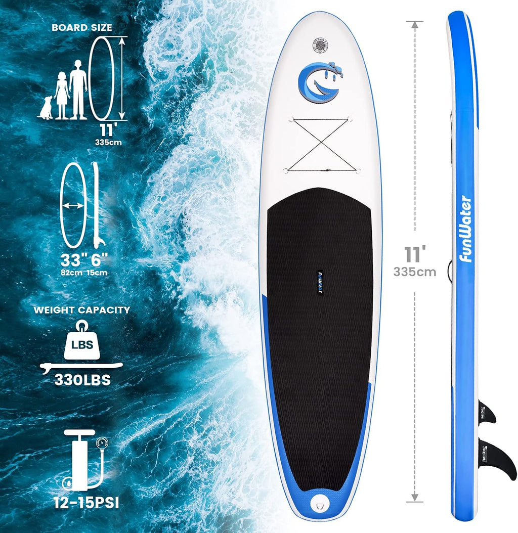 FunWater Stand Up Paddle Board Ultra-Light Inflatable Paddleboard with SUP Accessories for Adults & Youth of All Skill Levels