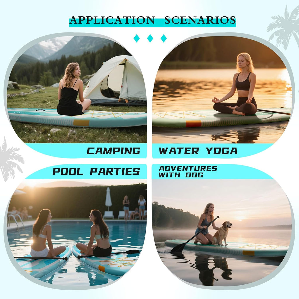 11 ft Inflatable Paddle Board with SUP Accessories, Non Slip EVA Deck, Extra Long Extra Wide iSUP, All Around Stand Up Paddle Board for Adults & Youth