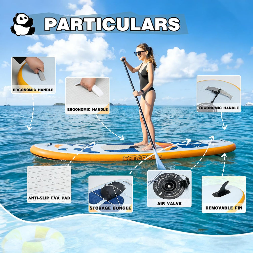 Kids Inflatable Paddle Board, 8ft Panda - Stand Up Paddle Board with Accessories, Durable & Stable Design, Wide Non-Slip Deck, Hand Pump for Youth & Kids