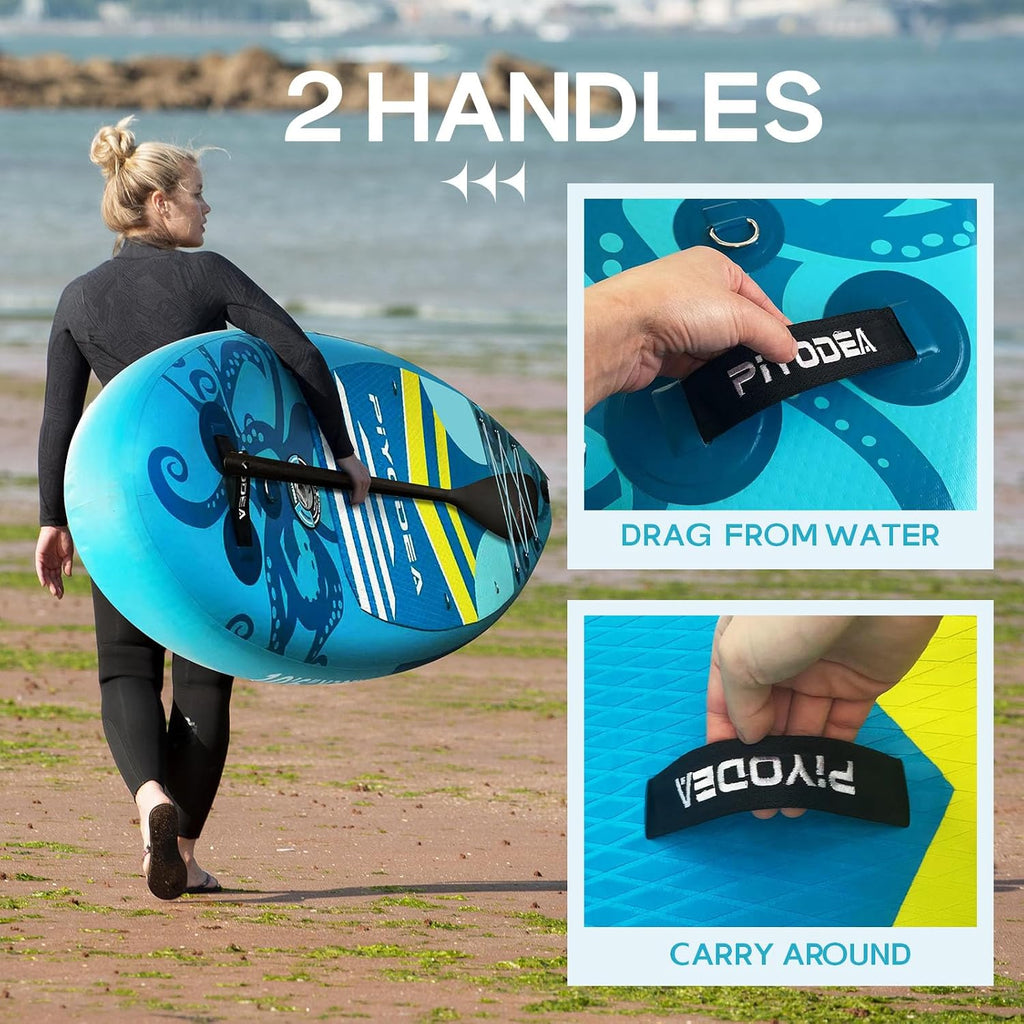 Paddle Boards for Adults, 10'6'/11'/11'6' Inflatable Paddle Board, Super Non Slip Eva, Stand Up Paddle Board with Removable Fins, Adjustable Paddle, Pump, Shoulder Strap, Leash, Standing Boat