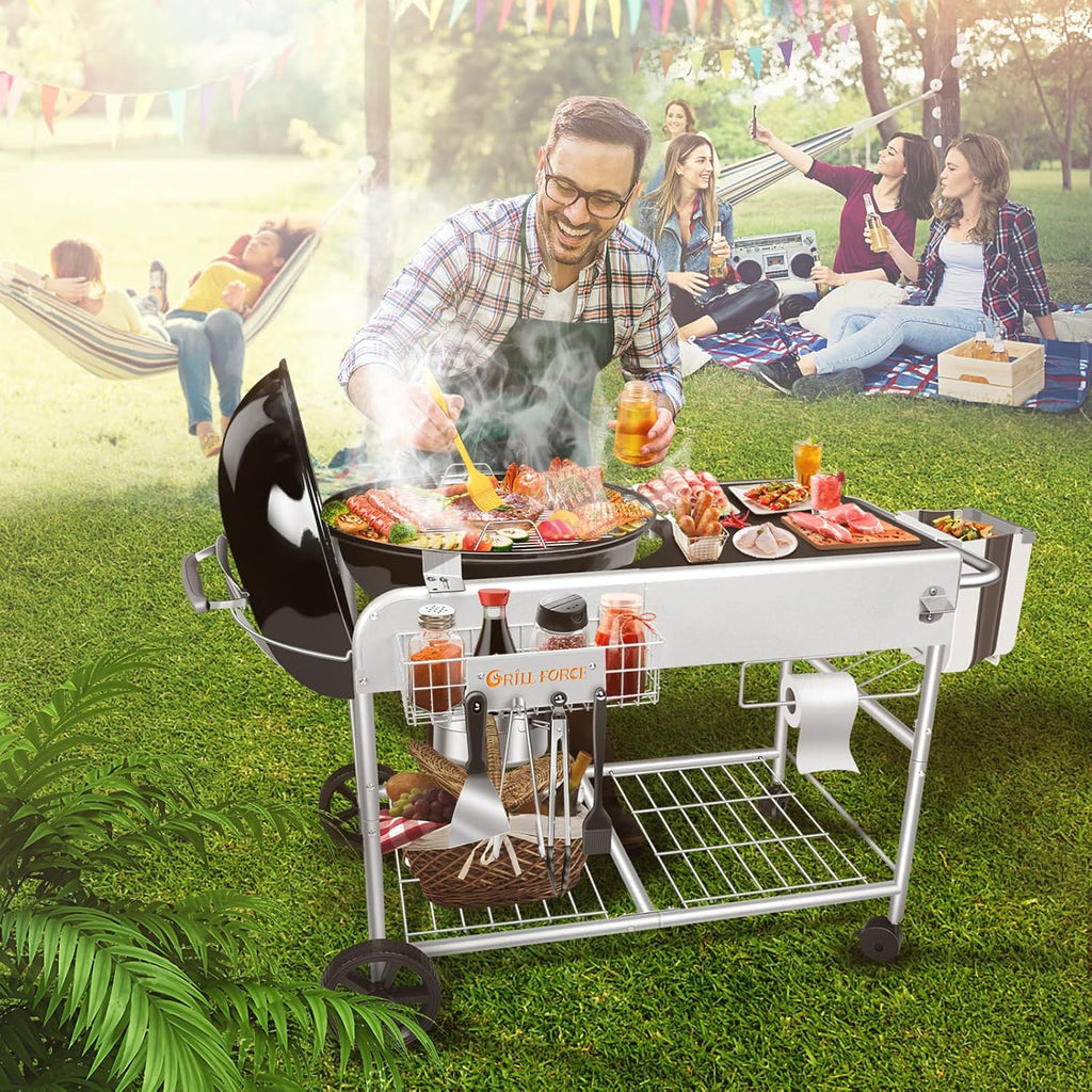 Grill Table for Weber 18' & 22' Original Kettle,Kettle Grill Cart,Outdoor Prep Table for Weber Original Kettle,Jumbo Joe,Master-Touch Charcoal Grill,Performer Charcoal Grill Accessories