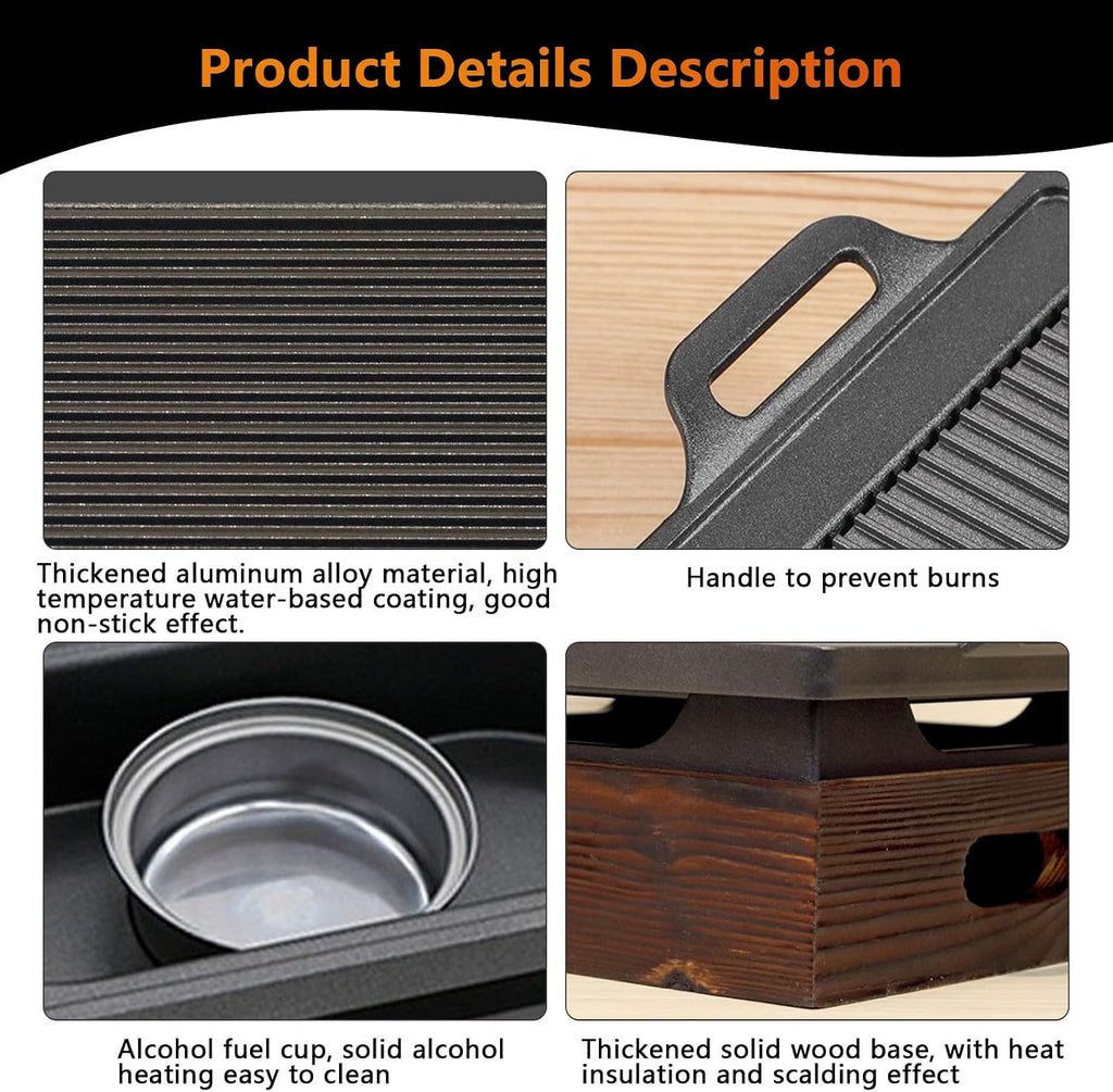 Small BBQ Grill 9 Inch Non-Stick Korean BBQ Grill, Multifunctional Tabletop Barbecue Grill Portable Camping Grill Stove for Backyard Picnic Travel Beach