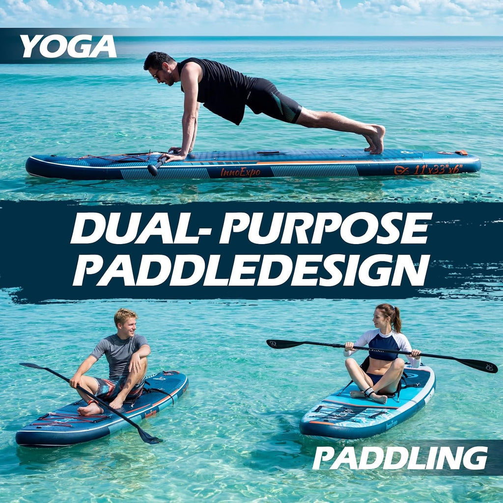 InnoExpo 11' Inflatable Stand Up Paddle Boards with Premium Accessories, Wide Stable SUP Paddle Board Design, Non-Slip Comfort Deck for Youth & Adults