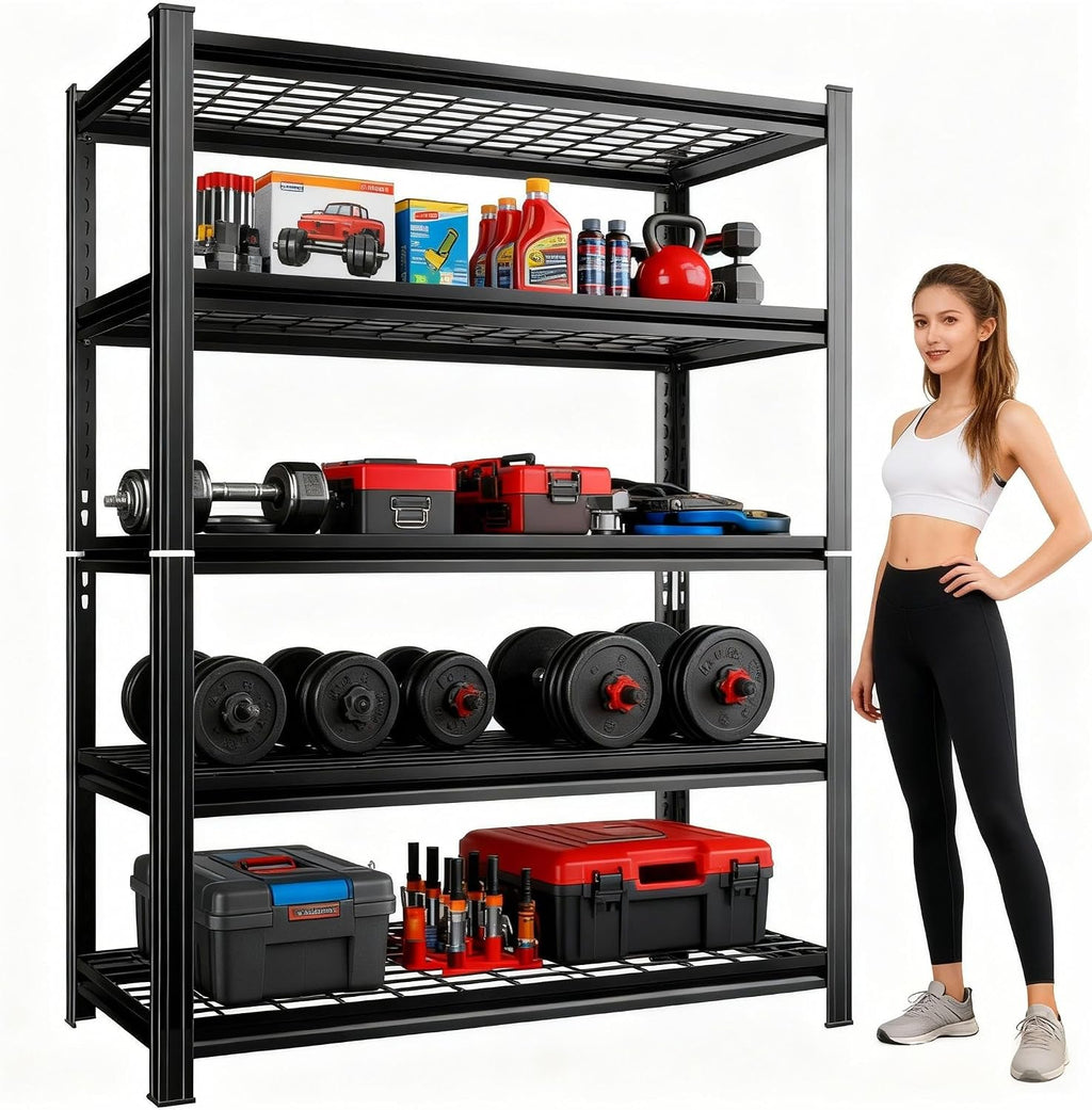 48''W Wire Garage Metal Shelving, 3020 Lbs Heavy-Duty Garage Storage Shelves, 5-Tier Adjustable Reinforced Shelves for Laundry Rooms, Basements, Kitchens&Outdoor (48''W*24''D*72''H)