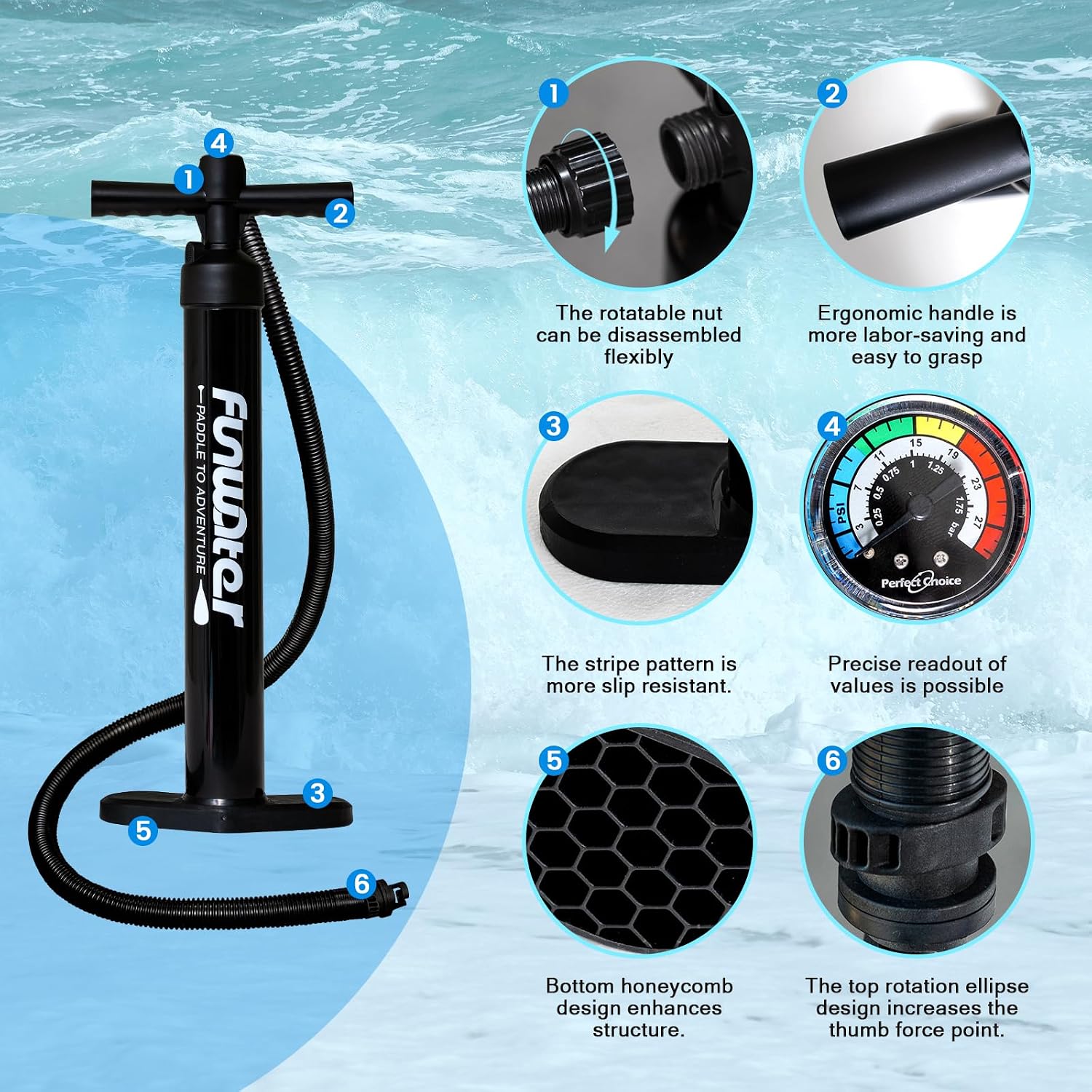 FunWater 8'/10'/10'6'/11'6' Inflatable Stand Up Paddle Board with Premium SUP Paddleboard Accessories, Wide Stable Anti-Slip EVA Deck,Paddle Boards for Adults & Youth of All Skill Levels