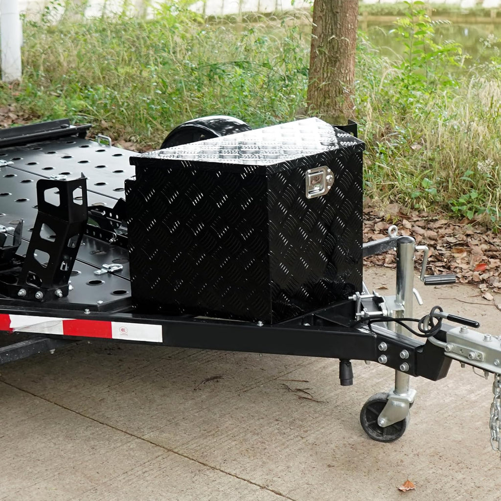 VEVOR Trailer Tongue Box, Heavy Duty Trailer Tongue Tool Box Storage Organizer with Lock & Keys, Utility Tool Chest for Pickup Truck Bed, RV, SUV, Off-Road Vehicle, Aluminum, 29' x 16.2' x 18', Black