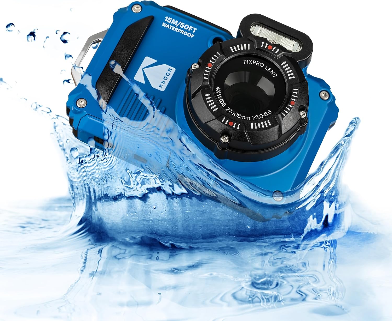 Kodak PIXPRO WPZ2 Digital Camera (Blue) | Waterproof, Shockproof & Dustproof Camera with 16MP Sensor, 1080p Video & 4X Optical Zoom | Travel & Outdoor use + 2X 32GB Card + Vlogger Tripod + Bag + More