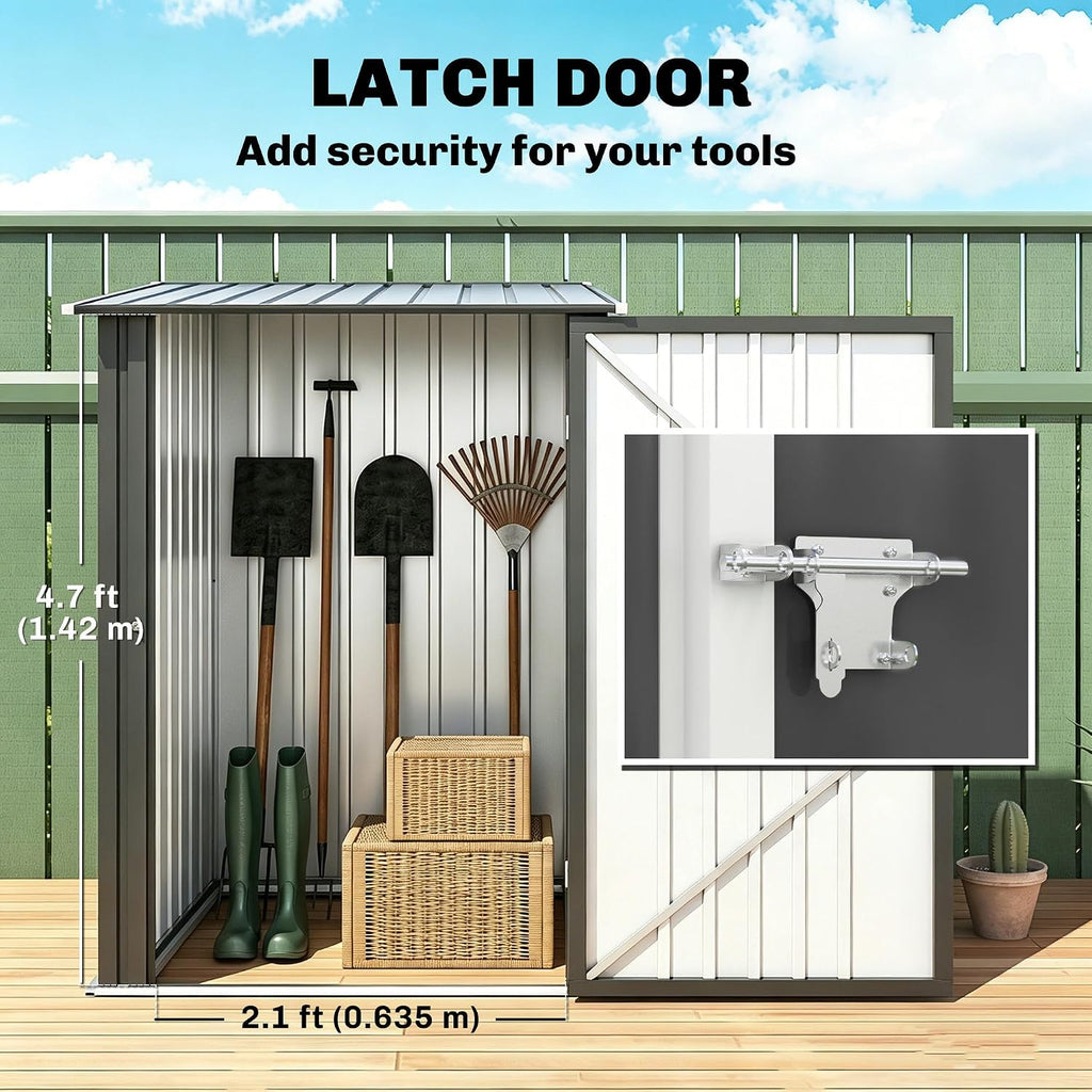 Outsunny 3.3' x 3.4' Outdoor Storage Shed, Metal Garden Tool House with Sloping Roof and Lockable Door for Backyard, Bike, Patio, Garage, Lawn, Gray