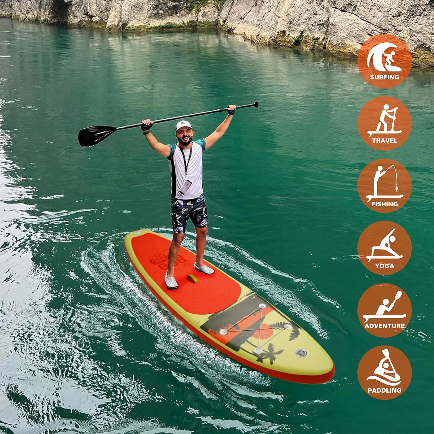 FunWater Inflatable Stand Up Paddle Board with Premium SUP Paddleboard Accessories, Anti-Slip EVA Deck, 11'6''/11'/10'6'' Paddle Boards for Adults & Youth of All Skill Levels