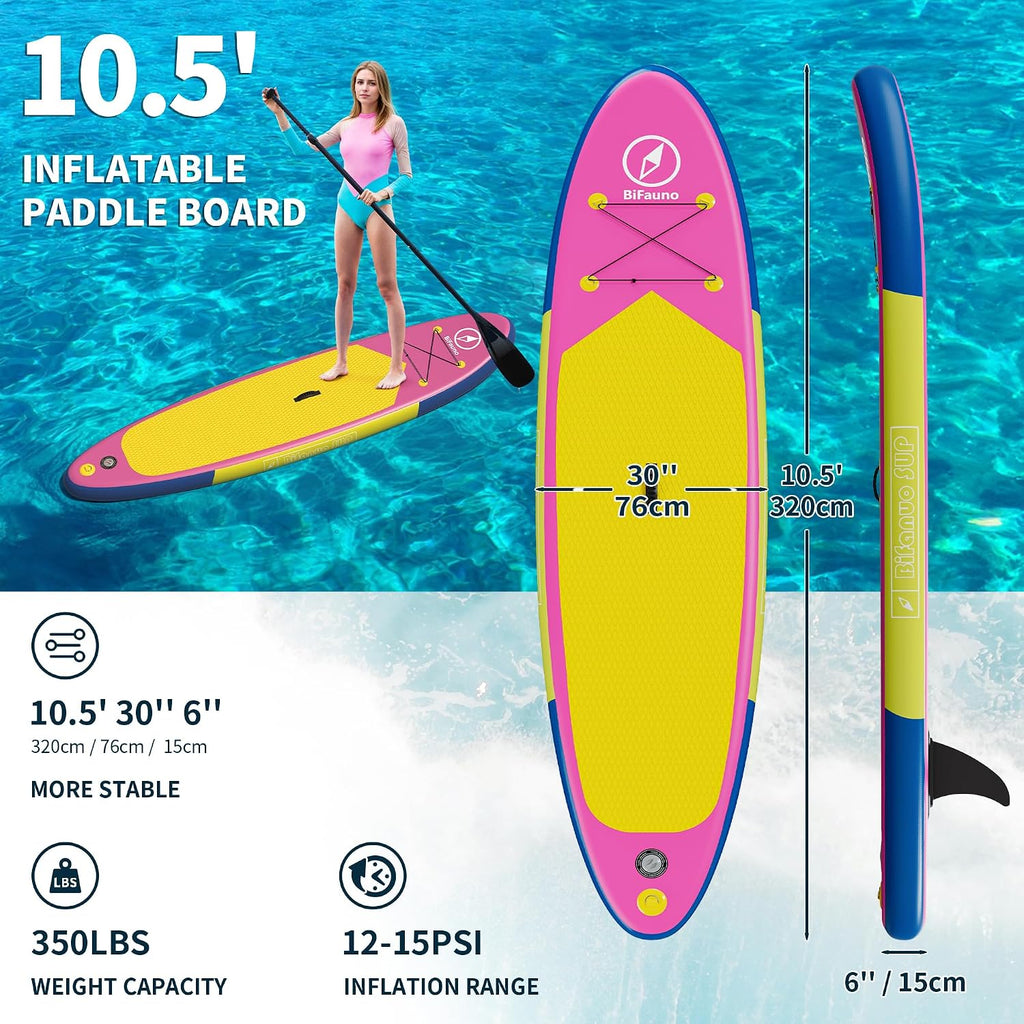 Bifanuo Inflatable Stand Up Paddle Board with SUP Accessories and Backpack