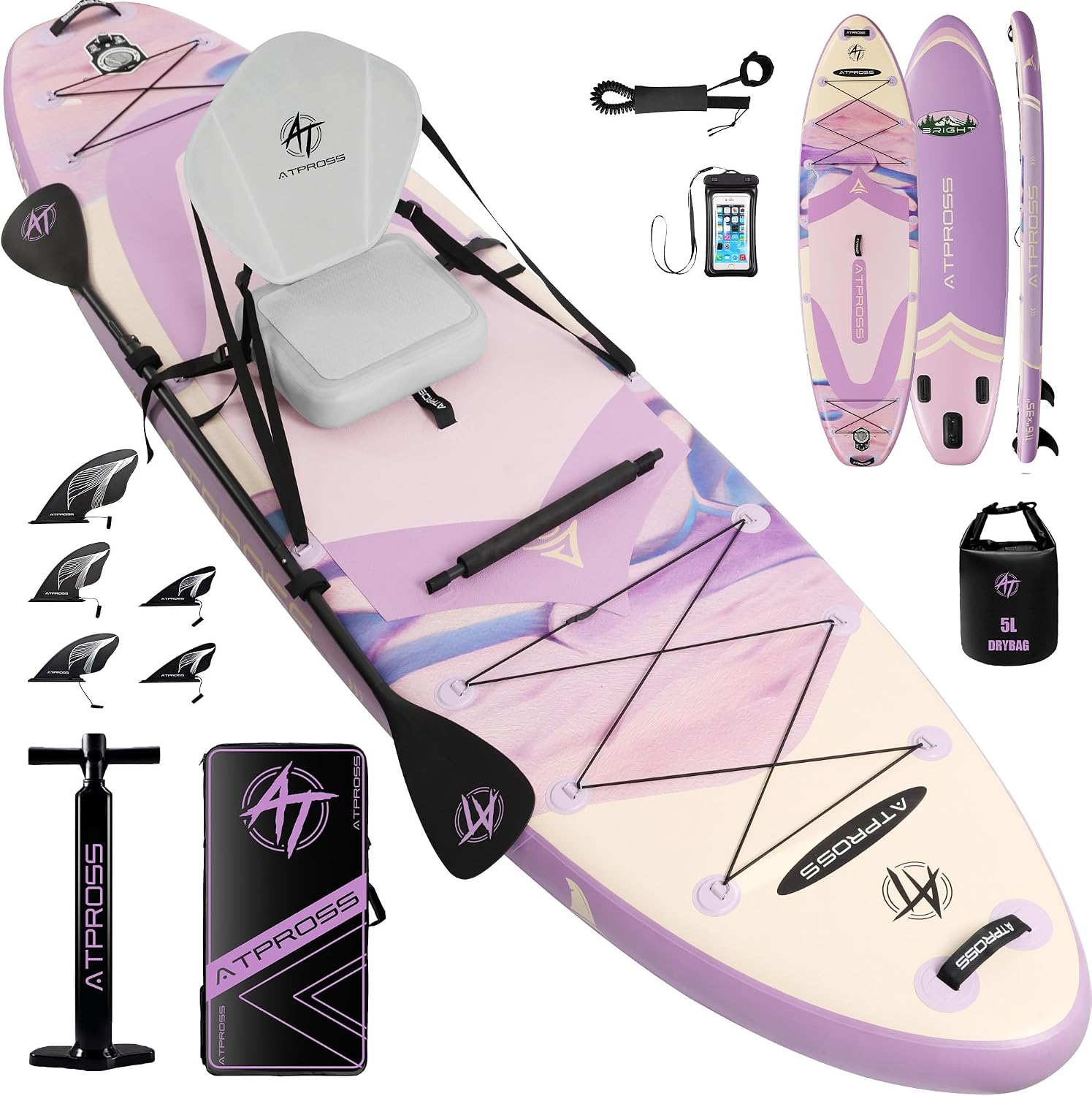 12'x36 Inflatable Paddle Board, 500lbs Extra Wide Stand Up Paddleboard for Adults with Premium SUP Accessories Kit & Backpack, Blow Up Kayak Non-Slip Stable Deck Boat for Yoga Fishing Surf