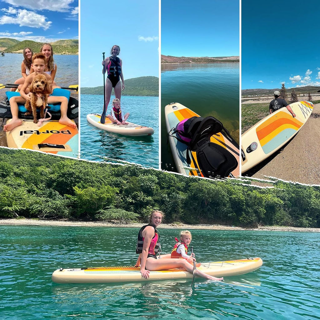 PORTAL SUP Inflatable Paddle Board for Adults 10'6'' Stand Up Paddleboard,Non-Slip Deck Blow up Paddle Boards with Adjustable Paddle, Carry Bag, and Repair Kit (Modern with Seat)