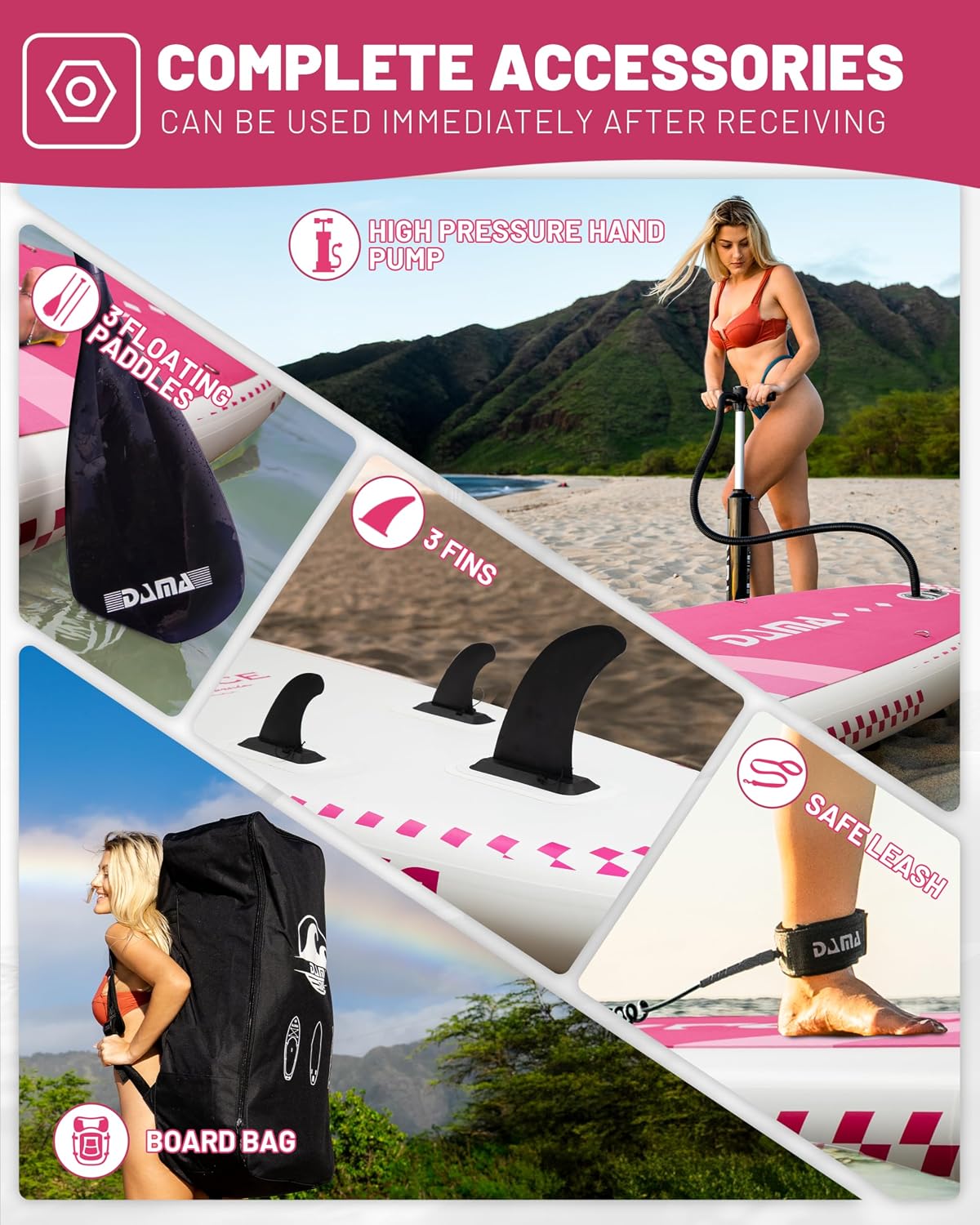 DAMA 11'*34'*6' Inflatable Paddle Board, Paddle Boards for Adults,Sup,Lightweight and Durable, Easy to Inflate, Versatile in Style, Fully Functional, Equipped w/High Grade Accessories.