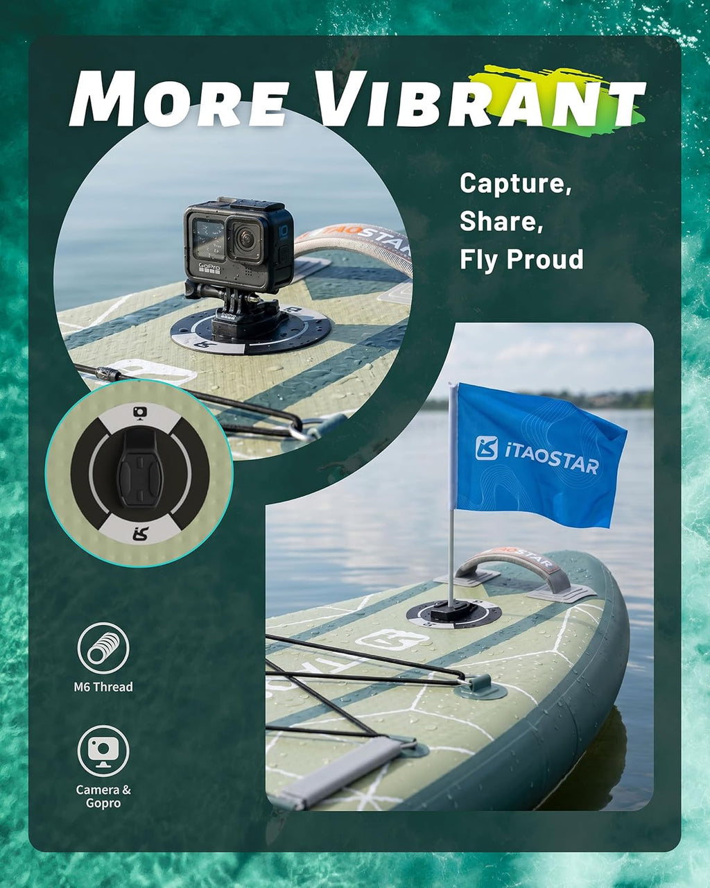 iTAOSTAR City Park 12'×35' Extra Wide Paddle Board with Seat, One-Stop Premium SUP Board Gears, Tailored 5 Fins, Stable Inflatable Stand Up Paddle Boards for Youth/Adults of All Levels