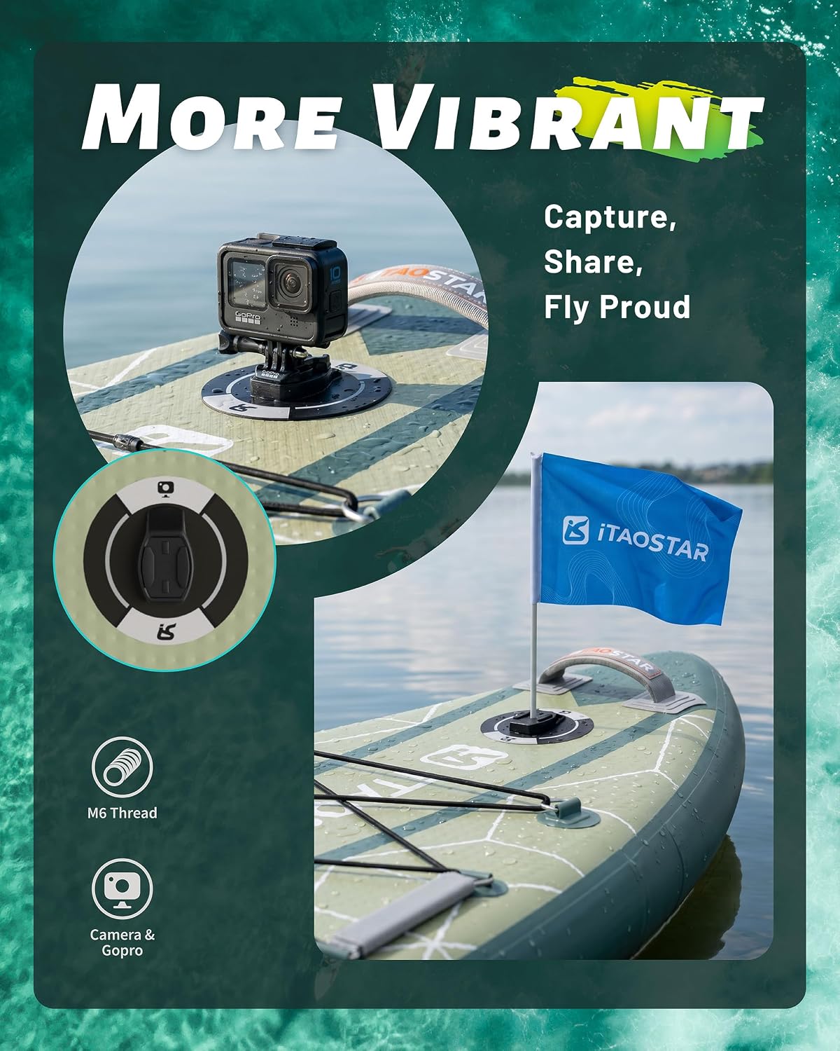 iTAOSTAR City Park 12'×35' Extra Wide Paddle Board with Seat, One-Stop Premium SUP Board Gears, Tailored 5 Fins, Stable Inflatable Stand Up Paddle Boards for Youth/Adults of All Levels