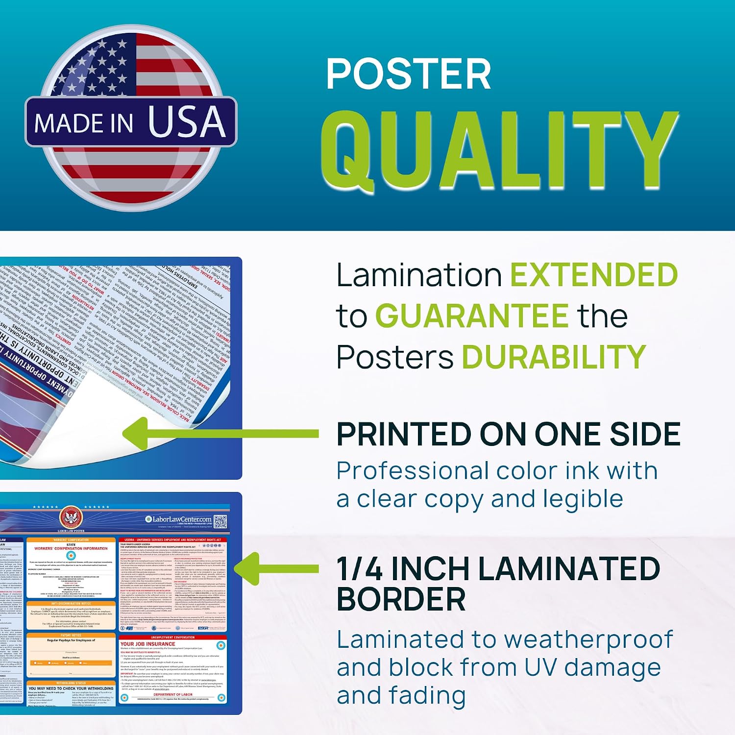 Illinois 2026 Labor Law Poster – State & Federal Compliance – OSHA, EEOC, FMLA, Minimum Wage – Durable, Laminated & Waterproof Workplace Employment Poster – Made in USA – 26' x 39.5', 5-Pack