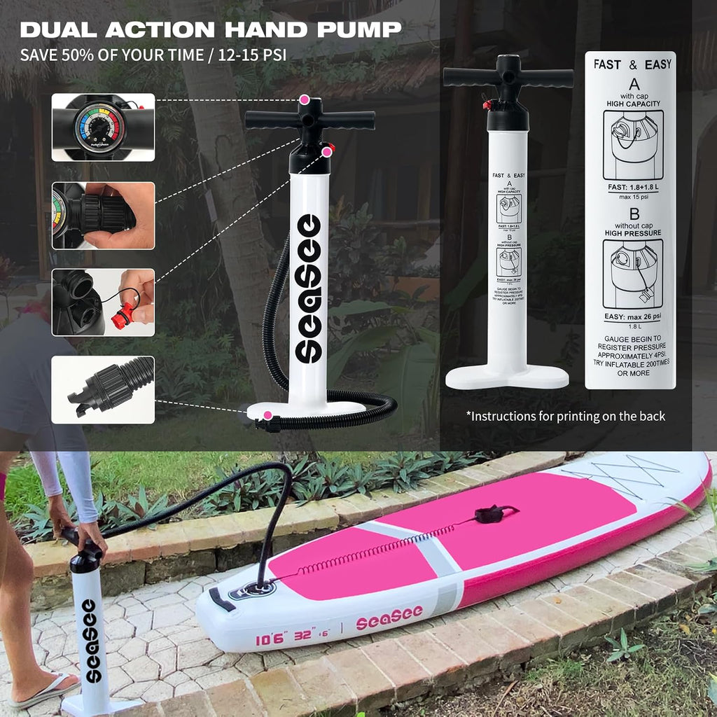 Inflatable Stand Up Paddle Board Includes Paddle, Dual Action Pump, and Accessories 11ft Lightweight iSUP, 33'*6' Wide Stable Design, Anti-Slip EVA Deck, Paddle Board for Adults