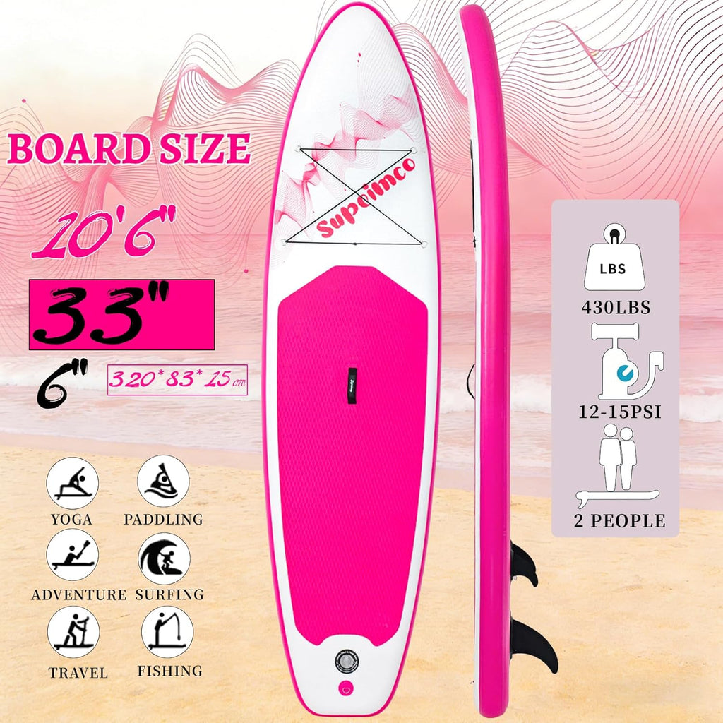 Inflatable Stand Up Paddle Board - Upgraded Glue-Free Hot Melt Technology, Long Service Life, 10'6', Anti-Slip EVA Deck, Full SUP Accessories, Included for Adults Youth All Skill Levels