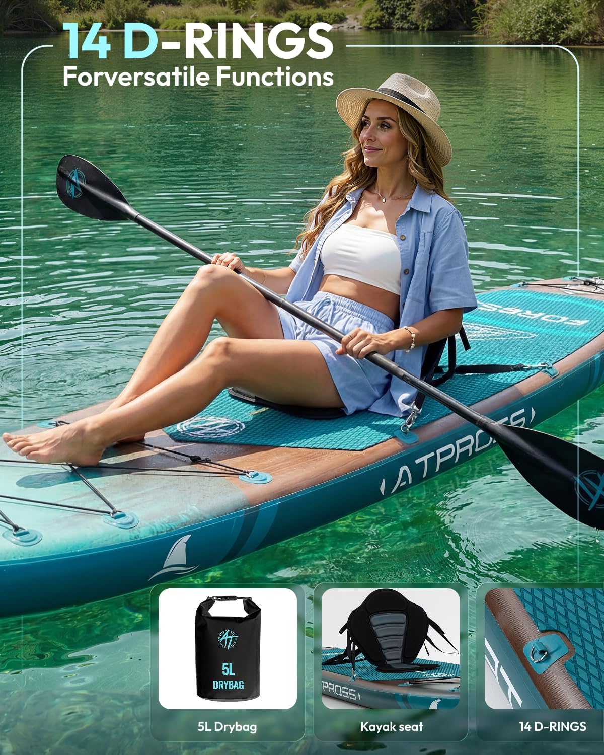 11'6'x35' Inflatable Paddle Board, 450lbs Extra Wide Stand Up Paddleboard for Adults with Premium SUP Accessories Kit & Backpack, Blow Up Kayak Non-Slip Stable Deck Boat for Yoga Fishing Surf