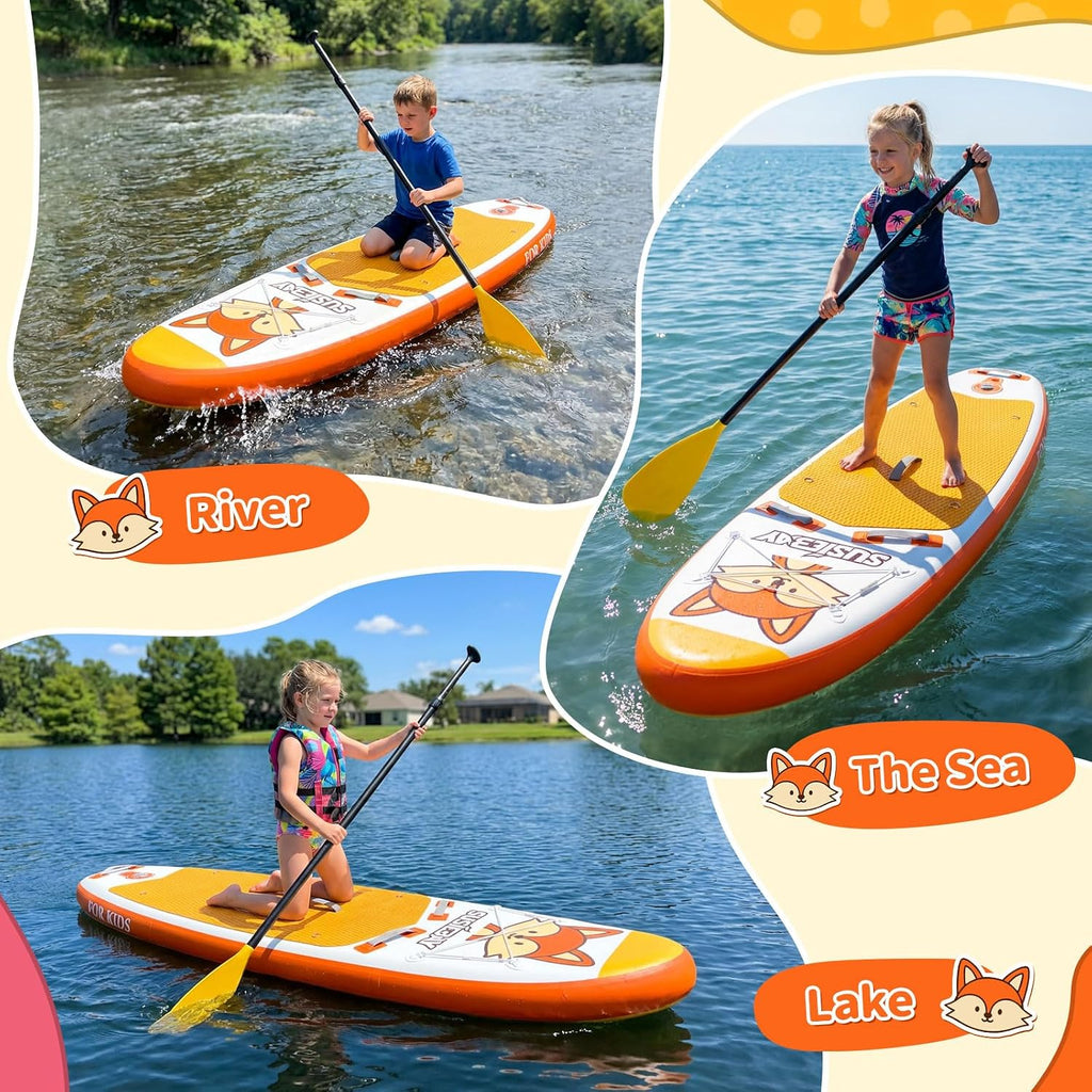 Kids Inflatable Stand Up Paddle Board with SUP Accessories,Wide Stable Design,Non-Slip Comfort Deck, Inflatable Paddle Board for Kids & Children