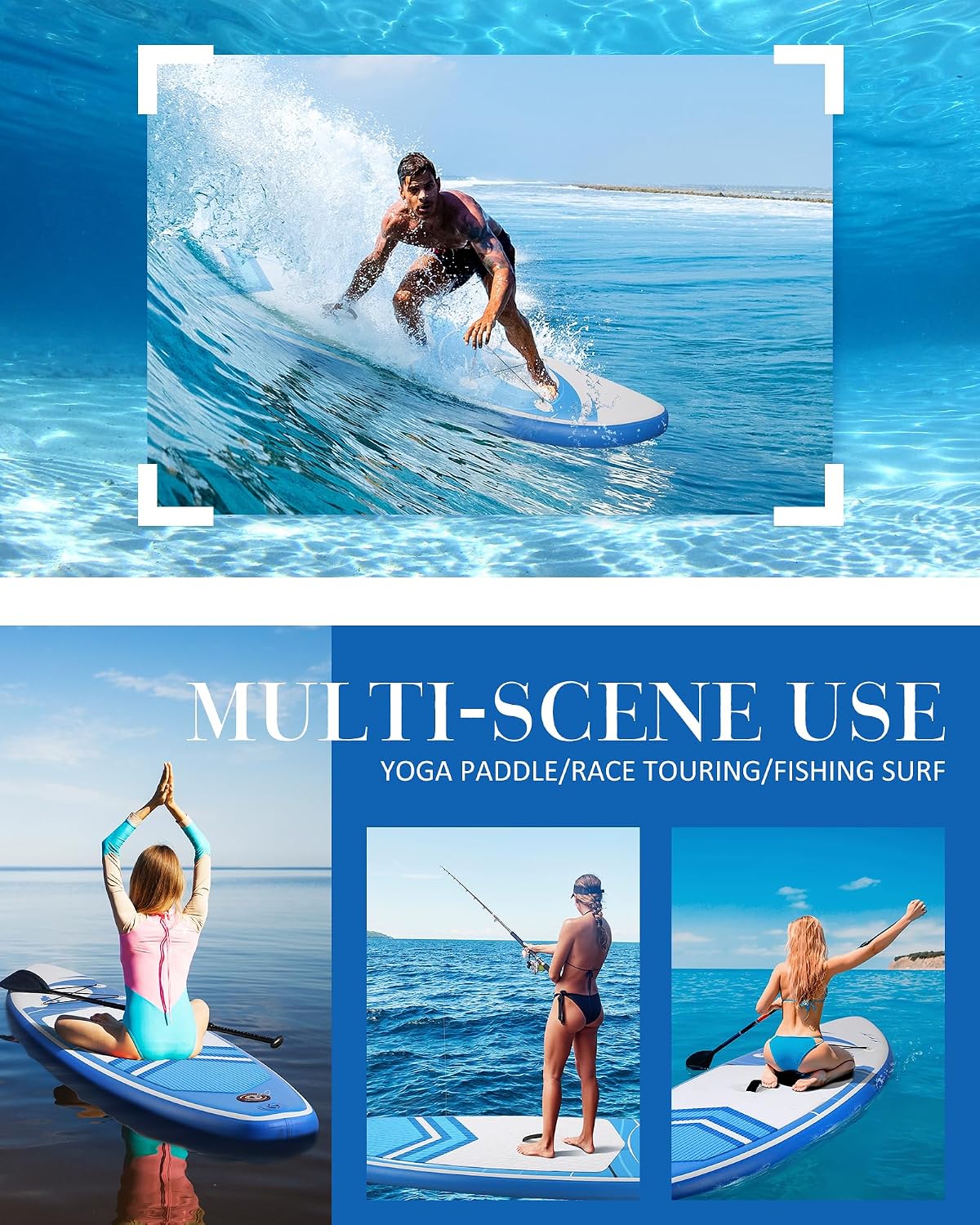 Paddle Board Stand Up Paddle Board SUP 6 inches Thick Board with ISUP Accessories & Carry Bag & Fast Pumping for Adults & Youth for Paddling Surfing Fishing Yoga