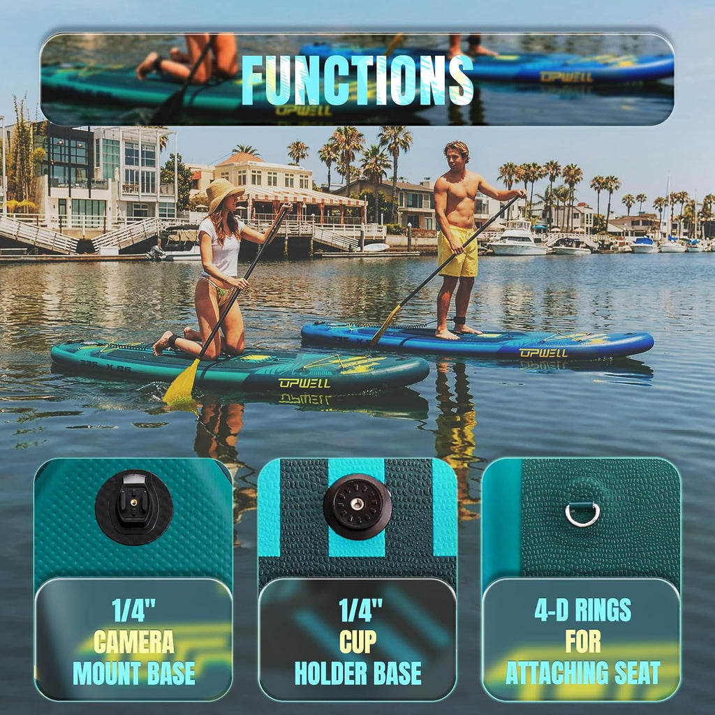 UPWELL 11'×34' Stand Up Paddle Board, SUP Board for Adults & Teens, Inflatable SUP Board with Premium Accessories, 120L Backpack, Paddle, Leash, Hand Pump, Fins