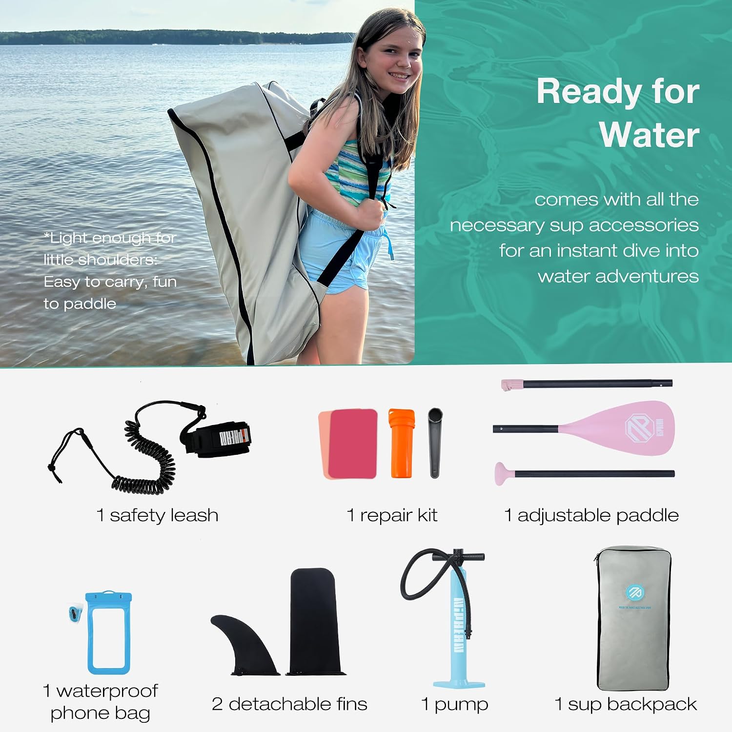 Niphean Inflatable Stand Up Paddle Board with SUP Accessories, Anti-Slip EVA Deck, 10'6'' Inflatable Paddle Boards for Adults & Youth of All Skill Levels