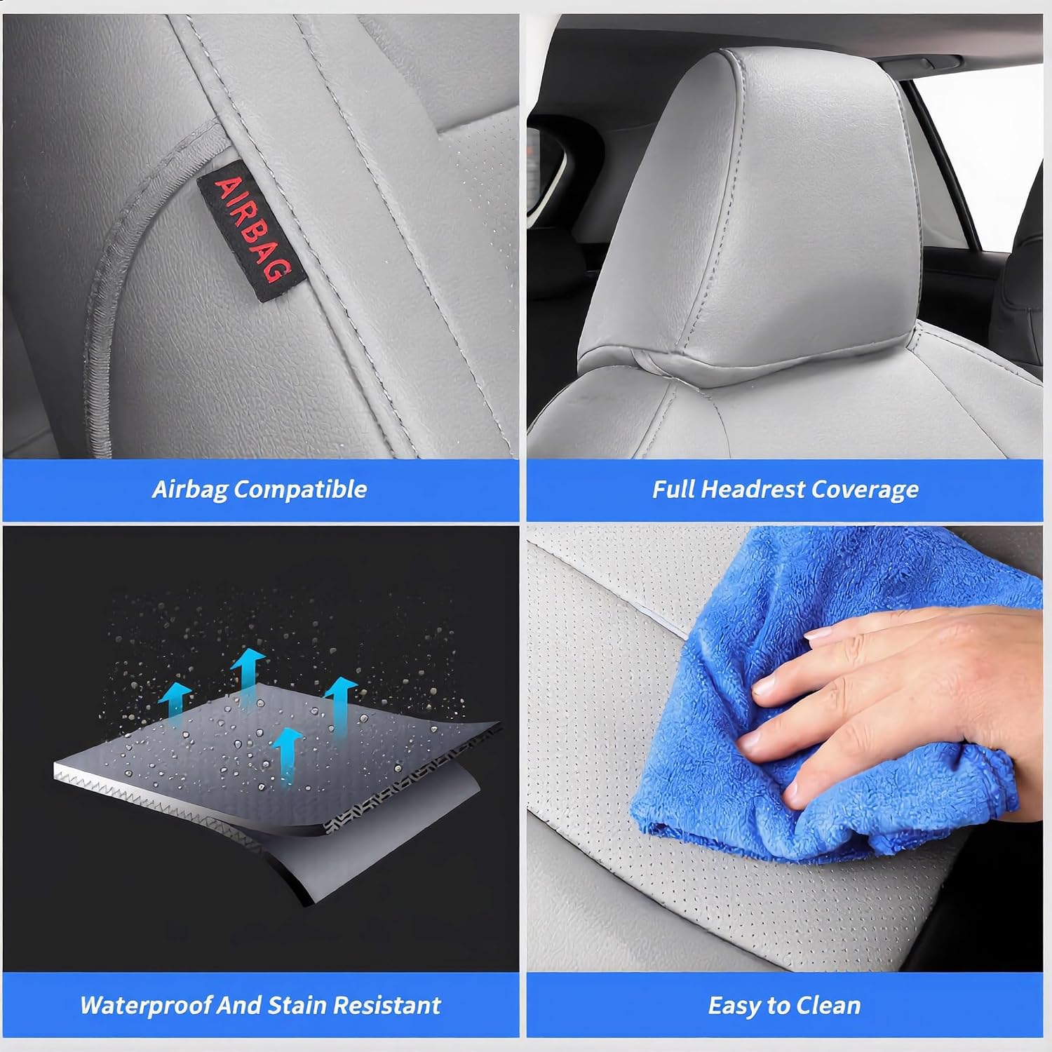 coverdream Tucson Front Seat Covers Custom Fit for 2022-2025 2026 Hyundai Tucson SEL,XRT,SE,N Line,Limited(Not fit Hybird/PHEV) SUV,Waterproof Faxu Leather Seat Protector(2-Pack,Gray)