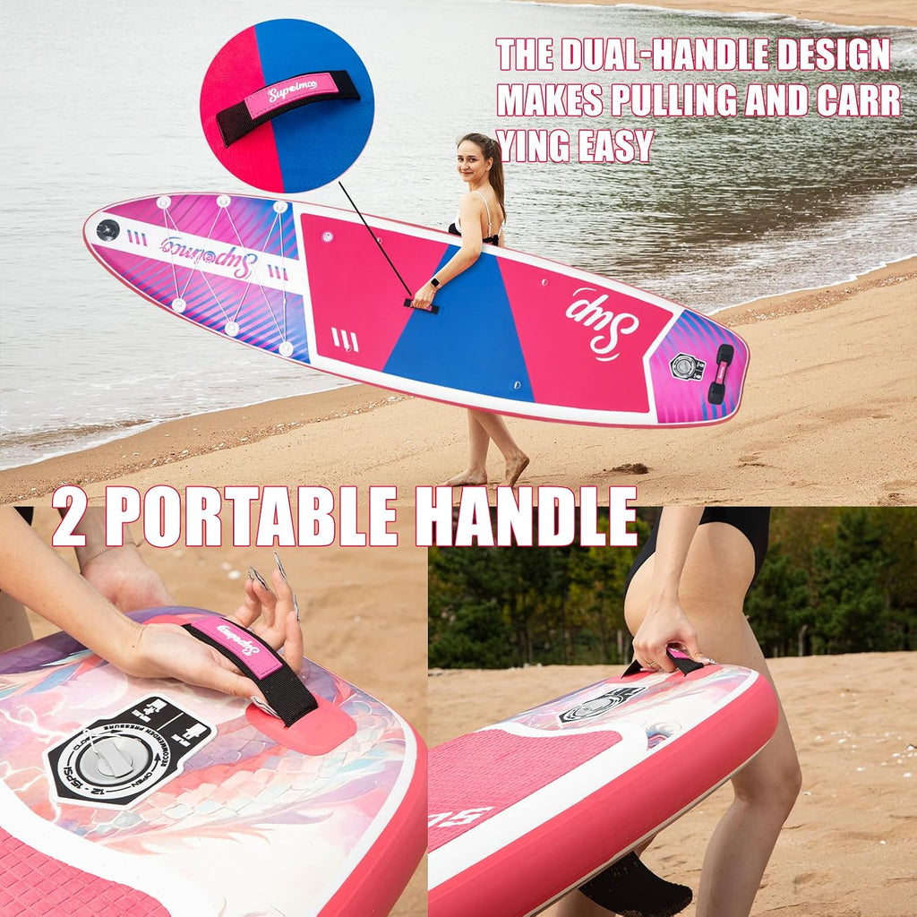 Inflatable Stand Up Paddle Board - Upgraded Glue-Free Hot Melt Technology, Long Service Life, 10'6', Anti-Slip EVA Deck, Full SUP Accessories, Included for Adults Youth All Skill Levels