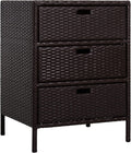 Outsunny Outdoor Towel Cabinet, PE Rattan Storage Organizer, Freestanding Towel Rack for Pool with 3 Drawers and Weather Safe Material, Brown